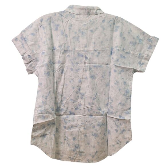 GoodThreads Women Washed Cotton Short-Sleeve Shirt Watercolor Print Size Large - Picture 2 of 15